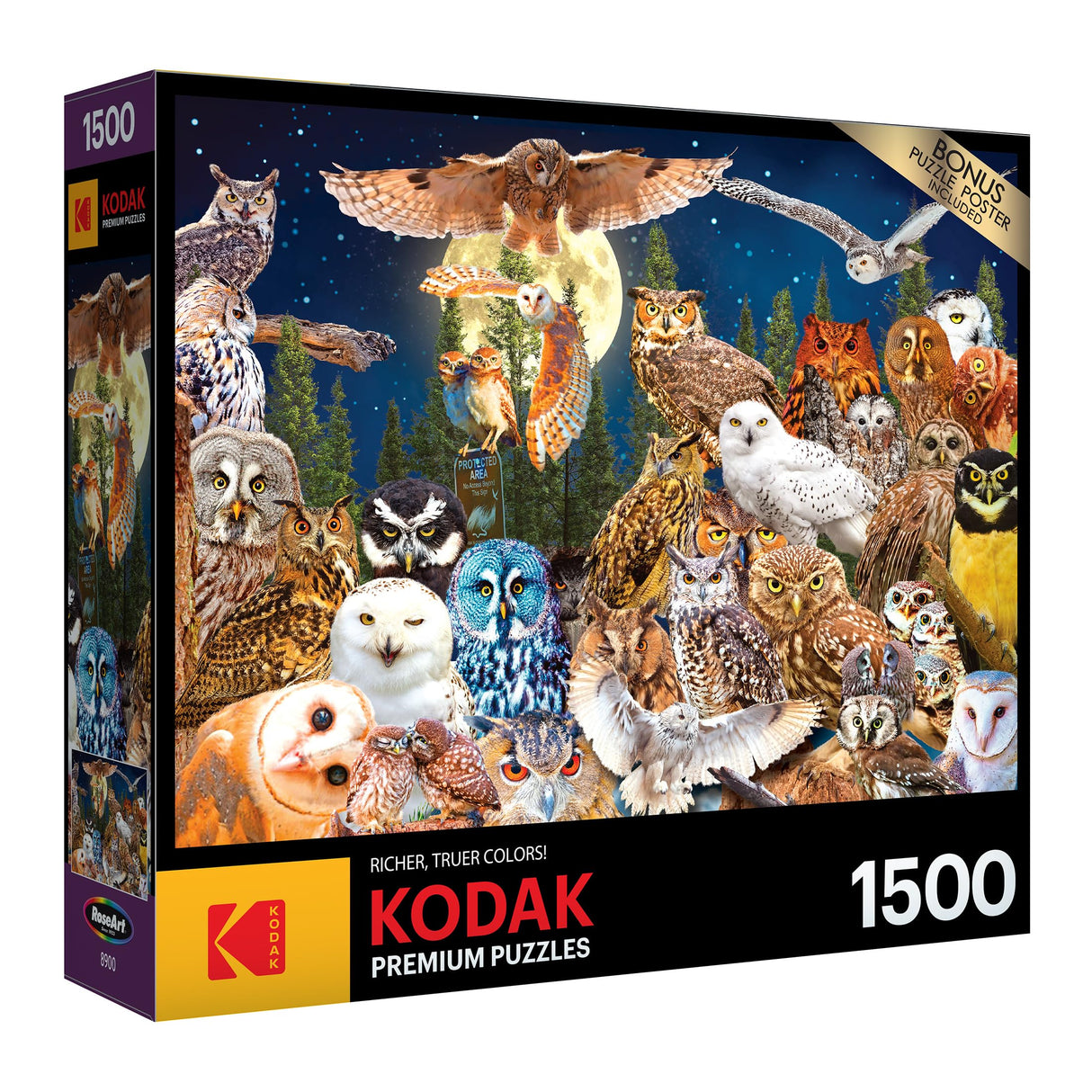 RoseArt - Kodak Premium - Night Owls - 1500 Piece Jigsaw Puzzle for Adults RoseArt