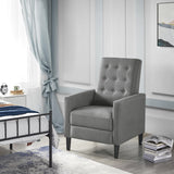 Yaheetech Fabric Recliner Chair Mid-Century Modern Recliner Adjustable Single Recliner Sofa with Thicker Seat Cushion Tufted Upholstered Sofa with Pocket Spring for Living Room Bedroom Gray Yaheetech