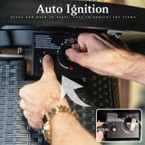 PIZZELLO 5-Piece Patio Swivel Bar Set with 37" Height Propane Round Firepit Table and High Swivel Stools Chair Set of 4, Outdoor High Top Bistro Set for Poolside, Garden, Balcony(Black) PIZZELLO