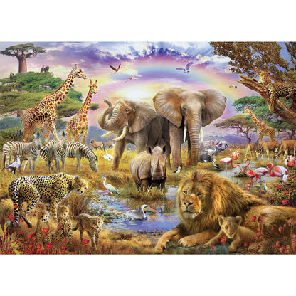 1000 Pieces African Animal Puzzles Jungle Scene African Beasts Elephant Jigsaw Puzzle for Adults Animal World Jigsaw Puzzles Home Decoration School Supplies Jigsaw Puzzles 1000 Pieces for Adults