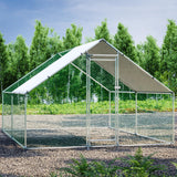 HEYTOWN Large Metal Chicken Coop Chicken Pen Walk-in Poultry Cage with Water-Resident and Anti-UV Cover Chicken Runs for Yard with Cover Duck Rabbit Dog House Outdoor HEYTOWN