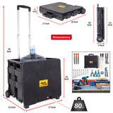 dbest products Quik Cart Collapsible Rolling Crate on Wheels for Teachers Tote Basket 80 lbs Capacity, Made from Heavy Duty Plastic Used as a Seat, Black dbest products