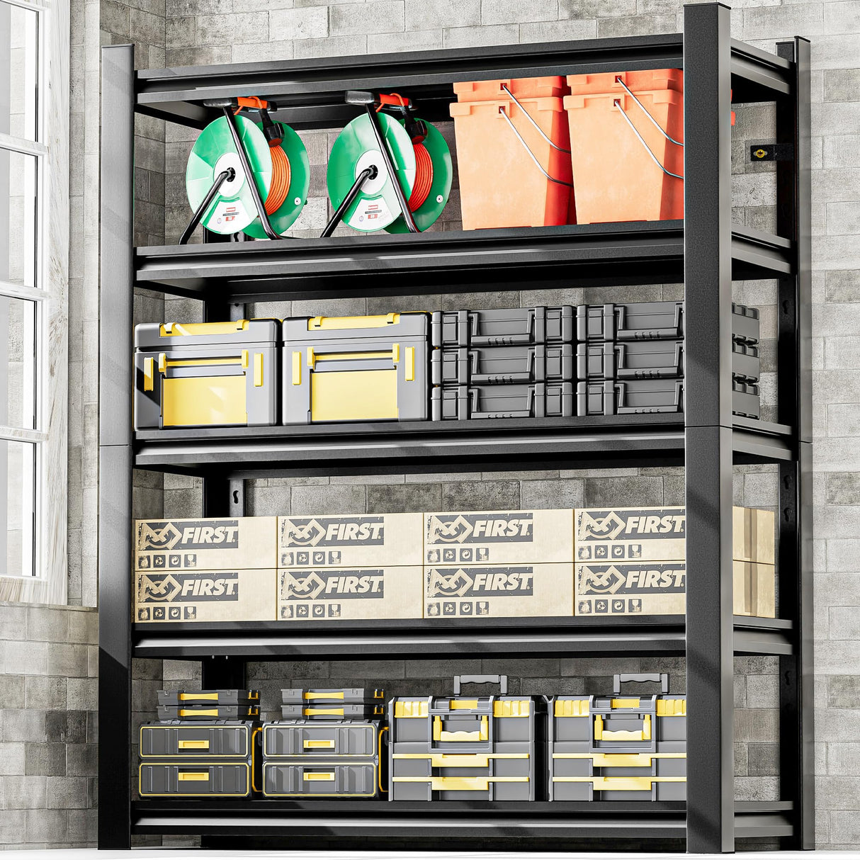 Phonando 72" Hx36 Wx16 D 5-Tier Garage Shelf, 3000 lbs Heavy Duty Storage Shelves, Easy Assembly Adjustable Stainless Shelving, Suitable for Garage Basement Office Farmhouse etc Phonando