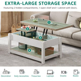 YITAHOME Lift Top Coffee Table for Living Room, 3 in 1 Multi-Function Coffee Tables with Storage, Farmhouse Rectangle Coffee Table Dining Table for Reception Room/Home Office, Grey Wash YITAHOME