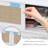 Boho TV Stand for 55 65 Inch TV, Rattan Entertainment Center with Shelves, Cabinets and Sliding Doors, TV Media Console Table with Solid Wood Feet & Cord Holes for Living Room, Bedroom, White Xixini