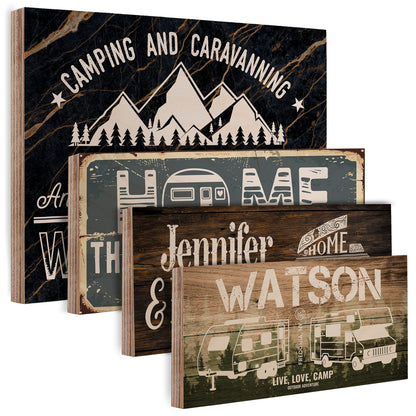 Camping Wood Signs With Name Address, Personalized Camp Wooden Sign Board for Camper Rv Trailer Accessories, Customized Home Wall Decor Farmhouse Plaque, Christmas Gift C1 - WoodArtSupply