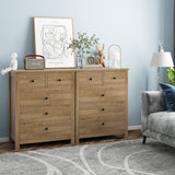 IDEALHOUSE Dresser for Bedroom, 5 Drawer Dresser Wood Dresser with Metal Handle, Modern Chest of Drawers for Bedroom, Entryway, Hallway, Light Brown IDEALHOUSE