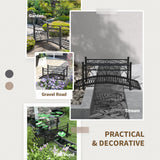Outsunny 3.3' Metal Arch Zen Garden Bridge with Safety Siderails, Decorative Footbridge, Delicate Scrollwork & Corner Spheres for Stream, Fish Pond, Black Outsunny