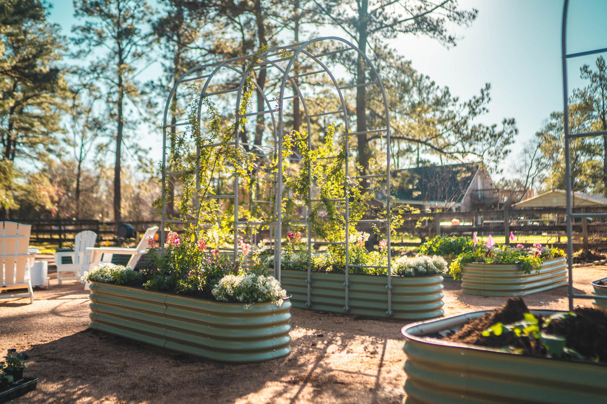 Vego garden Raised Garden Bed Kits, 17" Tall 9 in 1 8ft X 2ft Metal Raised Planter Bed for Vegetables Flowers Ground Planter Box-Olive Green Vego garden