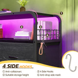 EnHomee Dresser for Bedroom, Black Dresser for Bedroom with 7 Drawers, Bedroom Dresser with LED Lights & Charging Station, Fabric Dressers & Chest of Drawers for Closet, TV Stand for 45" TV, 4 Hooks EnHomee