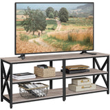 Yaheetech TV Stand for 70 Inch TVs, Industrial Media Entertainment Center with 3-Tier Storage Shelves, 63" TV Console with Metal Frame for Living Room, Gray Yaheetech