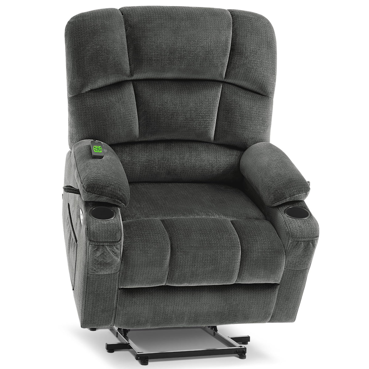 MCombo Oversized Dual Motor Power Lift Recliner Chair Sofa with Massage and Heat for Big Elderly People, Infinite Position, USB Ports, Fabric R7688 (Grey, Large-Oversize) MCombo