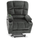 MCombo Oversized Dual Motor Power Lift Recliner Chair Sofa with Massage and Heat for Big Elderly People, Infinite Position, USB Ports, Fabric R7688 (Grey, Large-Oversize) MCombo