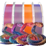PINBALL 3D Printer Filament Bundle Tri-Colors Silk Shiny PLA Filament, Three Colors Fast Color Change Toughness Upgraded 3D Printing Filament, 1.75mm 250gX 4 Spools (2.2 lbs) PINBALL