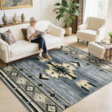 B BENRON Western Rugs for Living Room, Non Slip Rustic Rug for Bedroom Dining Table Kitchen, Washable Aesthetic Area Rugs for Home Decor, 5ft x 7ft, Grey B BENRON