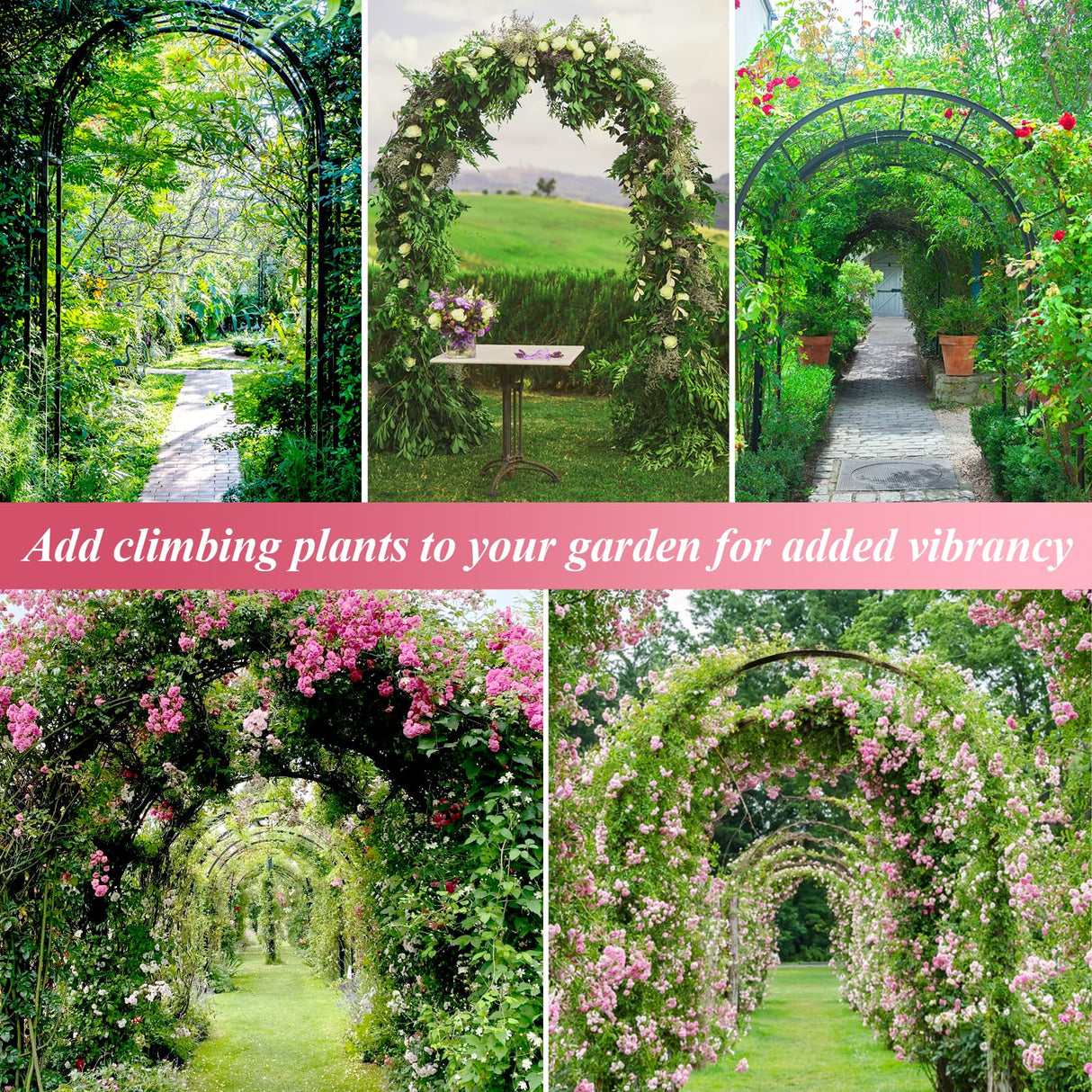 Thickened Tube Garden Arch Trellis - 4.6ft Wide x 7.9ft High or 7.6ft Wide x 6.4ft High - Garden Trellis for Climbing Plants, Stable Garden Arbor, Wedding Arch Decorations, Birthday Party Decoration Ttootle
