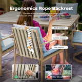 HAPPATIO 7-Piece Outdoor Dining Set for 6, Aluminum Patio Dining Set Includes 4 Dining Chairs, 2 Swivel Dining Chairs, and 1 Large Rectangular Table with Umbrella Hole, for Lawn Porch Backyard, Brown HAPPATIO