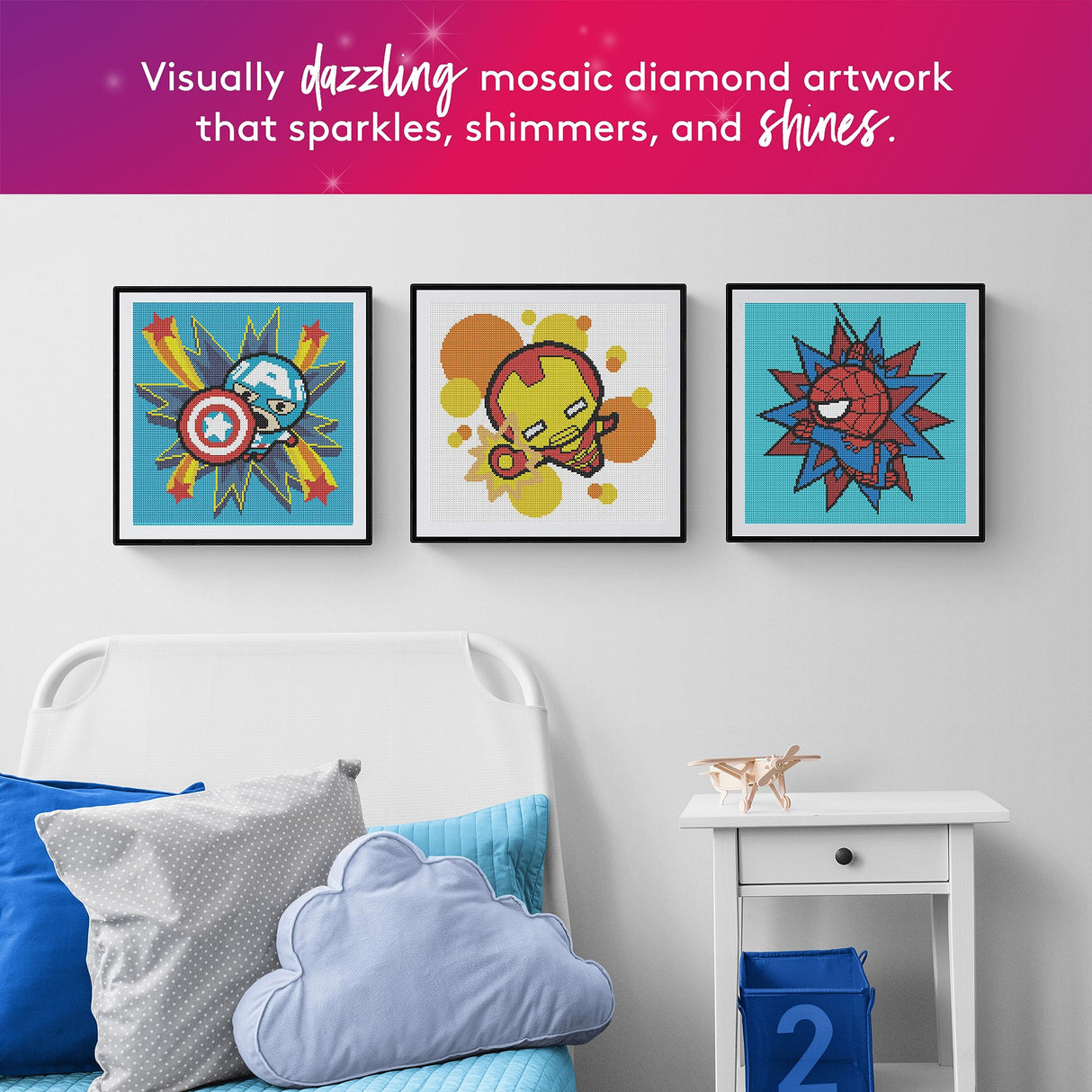 DIAMOND ART CLUB Spider-Man Canvas Diamond Painting Kit, Superhero Diamond Canvas, Round 5D Diamond Art for Adults and All Ages, 13" x 13" (32.8 x 32.8 cm) DIAMOND ART CLUB