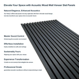 Mollywell Wood Slat Wall Panel, Easy Installation, Versatile, Enhanced Acoustic Design, Suitable for Living Room, Bedroom, Kitchen & Offices (2 Pcs, Black Oak), 47.2x23.6x0.87 Inch Each Mollywell