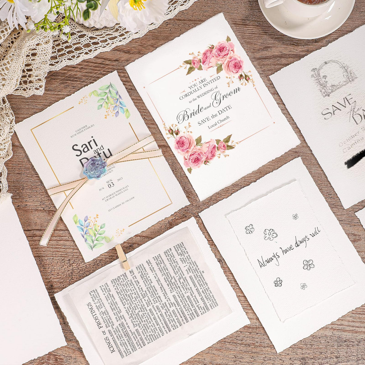 25 Sheets Watercolor Paper, 300 GSM Deckled Edge Paper 4 x 6 inch Rough/Textured Handmade Paper Cotton Paper White Textured Paper for Watercolors, Wedding Invitations, Cards, Crafts Prudiut