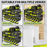 Large Power Tool Organizer Wall Mount with Charging Station, 8 Outlet Power Strip, 4 Layers 8 Drill Holder Heavy Duty Metal Tool Storage Loads 420lbs with Screwdriver Holder, Utility Racks for Garage CFMASTER