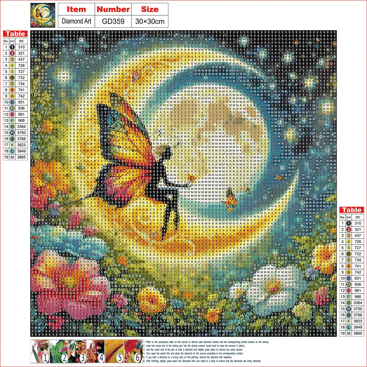 GDYEEH DIY 5D Butterfly Fairy Diamond Art Kits, Round Full Drill Sparkling Moon Diamond Painting Picture, Dreamland Diamond Painting Art Kits Craft for Adults Beginners, Home Wall Decor 12x12 inch GDYEEH