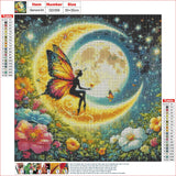 GDYEEH DIY 5D Butterfly Fairy Diamond Art Kits, Round Full Drill Sparkling Moon Diamond Painting Picture, Dreamland Diamond Painting Art Kits Craft for Adults Beginners, Home Wall Decor 12x12 inch GDYEEH