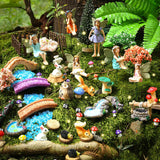 HIYZI 100 Pcs Fairy Garden Accessories Miniatures Figures Kit Micro Landscape Terrarium Ornaments Resin Mushroom Animal Fake Pond Lawn Bridge Garden Dollhouse Decoration HIYZI