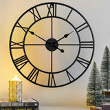 CLXEAST Silent 24 Inch Wall Clocks for Living Room Decor, Large Black Metal Roman Numeral Wall Clocks for Modern Farmhouse Home Decor,House Warming Gifts New Home CLXEAST