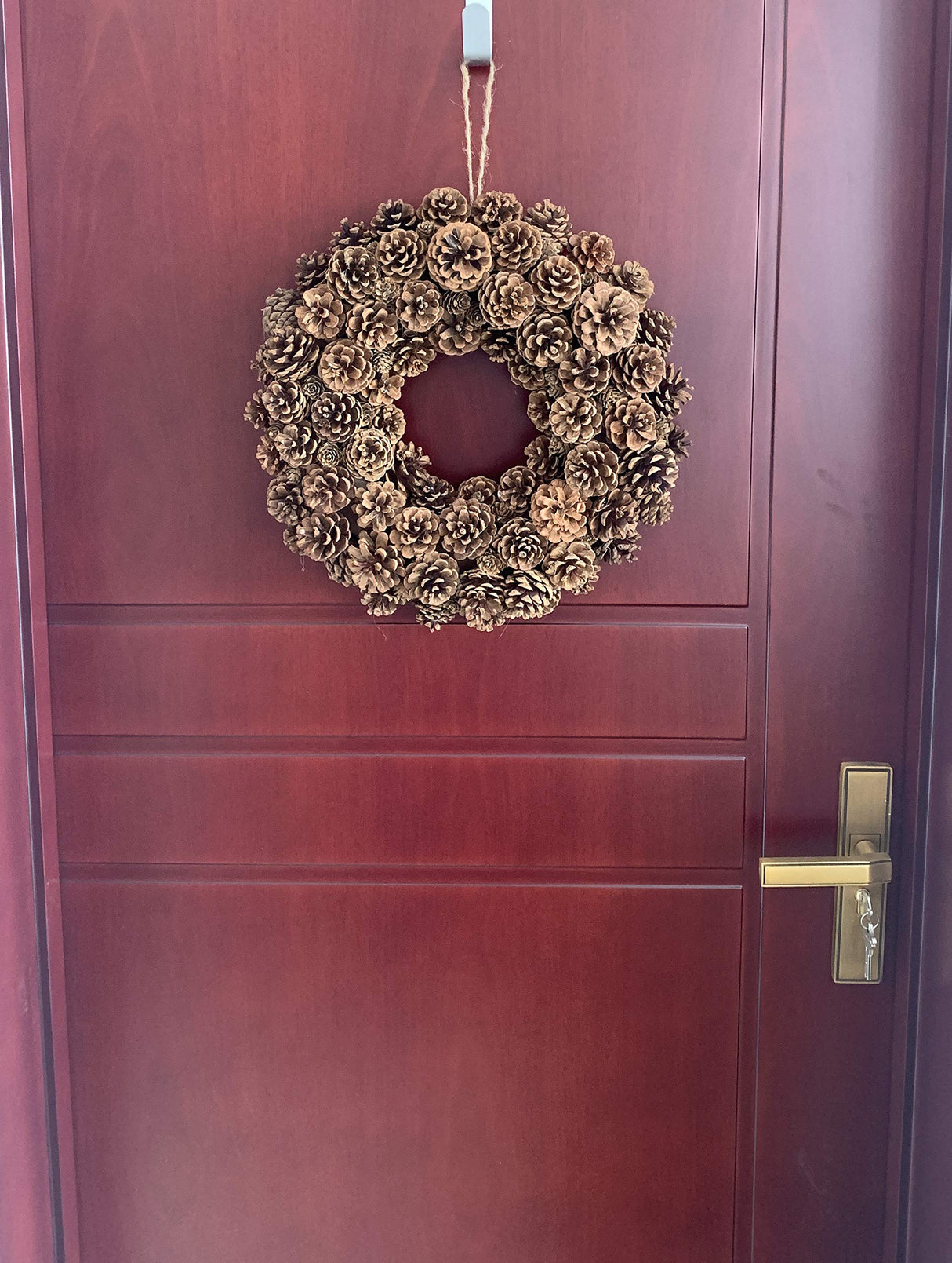 20 Inch Fall Front Door Wreath Natural Pinecone Wreath Polyfoam Base Flower Farmhouse Grapevine Wreath Blossom Cluster Wreath for Thanksgiving Celebration Front Door Wall Window Christmas Decor Huashen