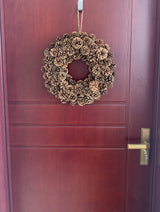20 Inch Fall Front Door Wreath Natural Pinecone Wreath Polyfoam Base Flower Farmhouse Grapevine Wreath Blossom Cluster Wreath for Thanksgiving Celebration Front Door Wall Window Christmas Decor Huashen