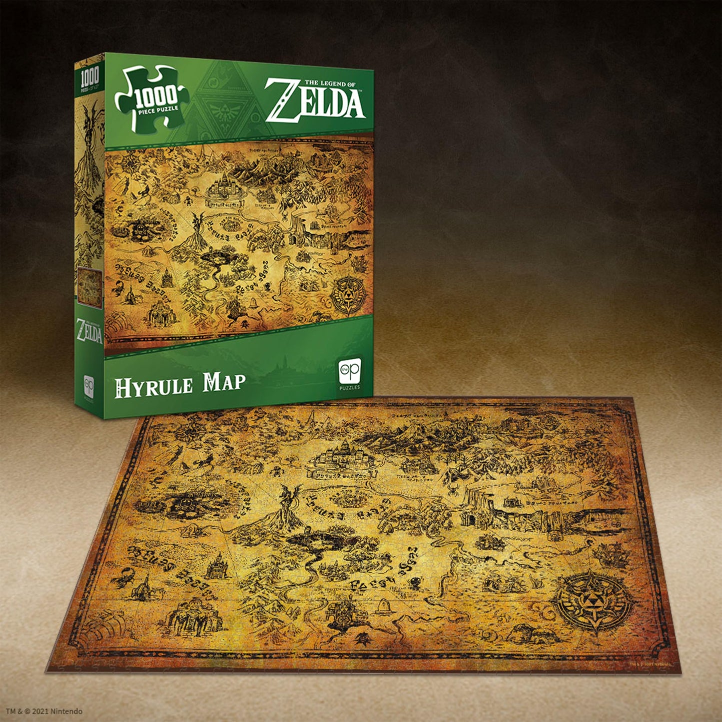 The Legend of Zelda Hyrule Map 1,000 Piece Jigsaw Puzzle | Collectible Puzzle Featuring Stylized Hyrule Map from The Legend of Zelda Video Games | Officially Licensed Nintendo Merchandise