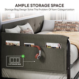 LIKIMIO Daybed with Trundle, Twin Bed Frame with Upholstered Headboard and Charging Station, Sofa Day Bed with Strong Supports for Living Room, Bedroom and Guest Room, Black LIKIMIO