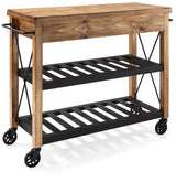 Crosley Furniture Roots Rack Industrial Rolling Kitchen Cart, Natural Crosley Furniture