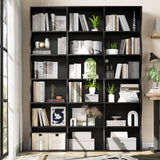 Gyfimoie 71" Triple Wide Bookshelf, 6 Tier Tall Bookcase with Storage, Large Book Shelves with 18 Open Display Shelves, Black Bookcase for Living Room, Study, Home Office, Library (Black) Gyfimoie