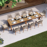 PURPLE LEAF 11 Pieces Patio Dining Set Aluminum Modern Rectangular Table and Wicker Chairs with Cushions for Kitchen Porch Garden Outdoor Furniture Sets PURPLE LEAF