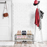 Seville Classics Sturdy Freestanding Storage Shelf for Bedroom, Closet, Entryway, Dorm Room Organizer Stackable Durable Metal Shoe Rack Countryside Aspen Slat, 2-Tier Seville Classics