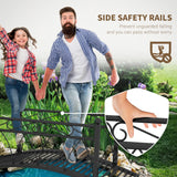 Outsunny 3.3' Metal Arch Zen Garden Bridge with Safety Siderails, Decorative Footbridge, Delicate Scrollwork & Corner Spheres for Stream, Fish Pond, Black Outsunny