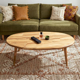 Solid Wood Oval Coffee Table for Living Room, Scandinavian Modern Design, Easy Assembly, Small Space Friendly, 33″W x 18″D x 18″H BAROKKO