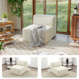 KOBY HOME 38“ Modular Sectional Sofa Convertible Cube Thick Couch Seat Set, Combine L-Shaped U-Shaped, Free Assembly, Space-Saving for Living Room, Fabric Chenille Beige White (Only Armless) KOBY HOME