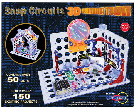 Snap Circuits 3D Illumination Electronics Exploration Kit | Over 150 STEM Projects | Full Color Project Manual | 50 Parts | STEM Educational Toys for Kids 8+ Snap Circuits