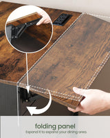 CHOEZON Kitchen Island Cart with Storage, Kitchen Island Table with Charging Station, Rolling Island Cart for Kitchen, 3 AC Outlets, Expandable Tabletop, Black and Rustic Brown MZD01UBFN1 CHOEZON