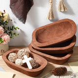 FoldTier 4 Pcs Wooden Dough Bowl 10'' X 6'' X 2'' Wood Decorative Rustic Wooden Bowls Table Centerpiece for Candle Making Key Living Room Home Dining Room Kitchen Decoration (Brown) FoldTier