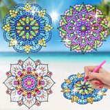 BSRESIN Diamond Art Stained Glass Window Clings with Diamond DIY Pen, 3 Pcs Mandala Window Stickers for Suncatchers, Diamond Art Kits for Adults, Diamond Art Accessories BSRESIN