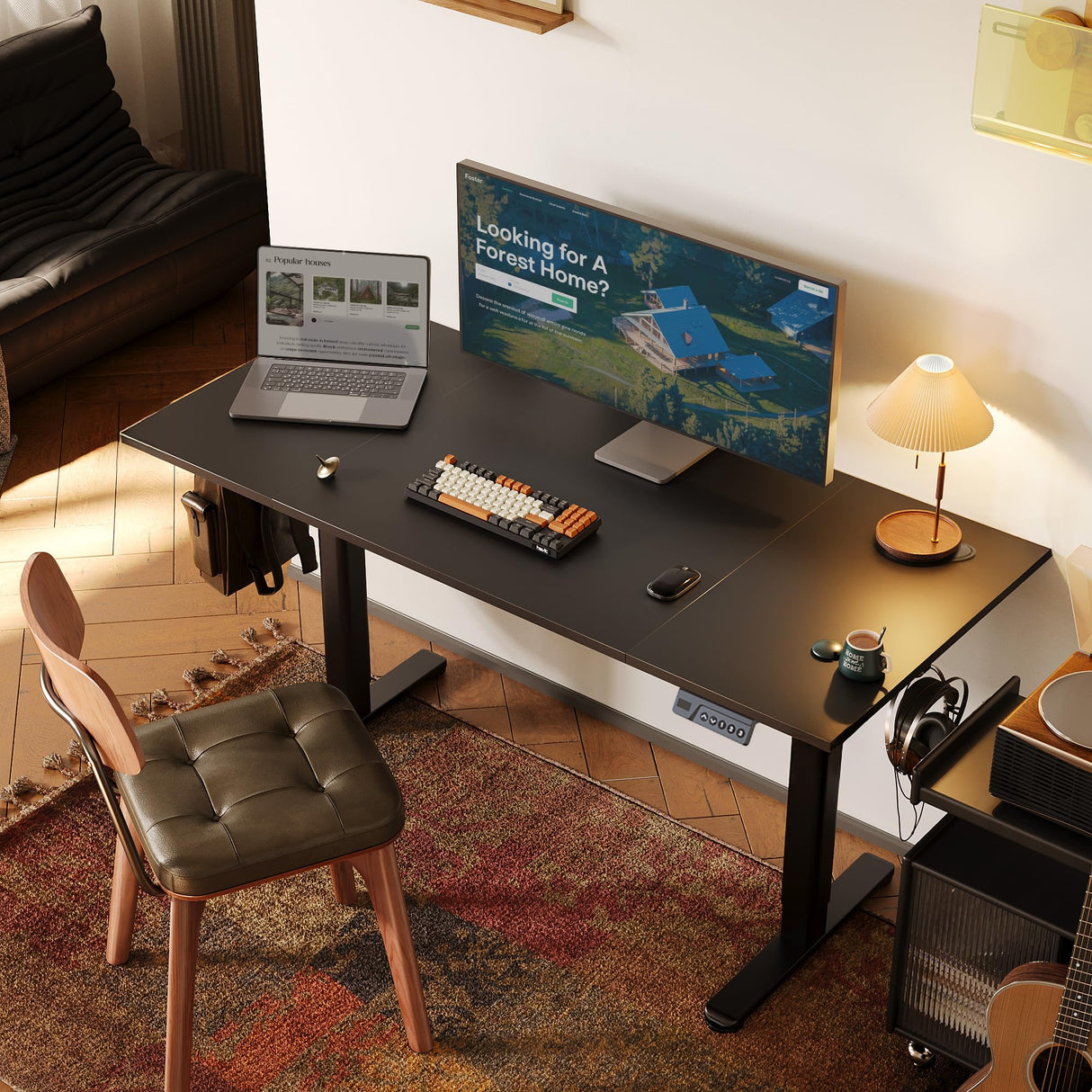 INNOVAR Electric Standing Desk, Adjustable Height Stand up Desks, 48 x 24 Inches Sit Stand up Desk for Home Office Computing, 3-Preset Memory Height Ergonomic Rising Desks, Black INNOVAR