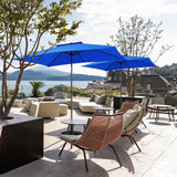 JEAREY 6.6 FT x 10 FT 2-Tiers Rectangular Patio Umbrellas Outdoor Large Market Umbrella With Push Button Tilt and Crank Lift System 6 Sturdy Ribs UV Protection Waterproof Sunproof, Royal Blue JEAREY