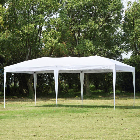 Easyzon 10'x20' Ez Pop Up Canopy Tent Commercial Instant Portable Folding Market Shelter Ez-up Canopies Outdoor White Gazebo with 4 SandBags, 6 Stake&Rope Easyzon