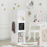 UTEX Kids Rotating Bookshelf Tower, 360 Display Revolving Bookcase with Blackboards and Hooks, 5 Tier Small Spinning Bookshelf for Kids Room, Nursery, Bedroom, Living Room, White UTEX