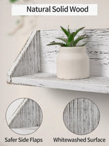 Gronda Kitchen Floating Shelves for Wall, Shabby Chic Wood Farmhouse Wall Mounted Shelf 2-Pack 24 Inches Whitewashed Shelves Hanging for Wall Gronda