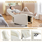 Topeakmart Corduroy Recliner Sofa Mid-Century Recliner Chair Single Reclining Chair Upholstered Sofa for Living Room Bedroom Home Theater Beige Topeakmart